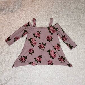 Discreet Pink Asymmetrical 3/4 Sleeve Blouse